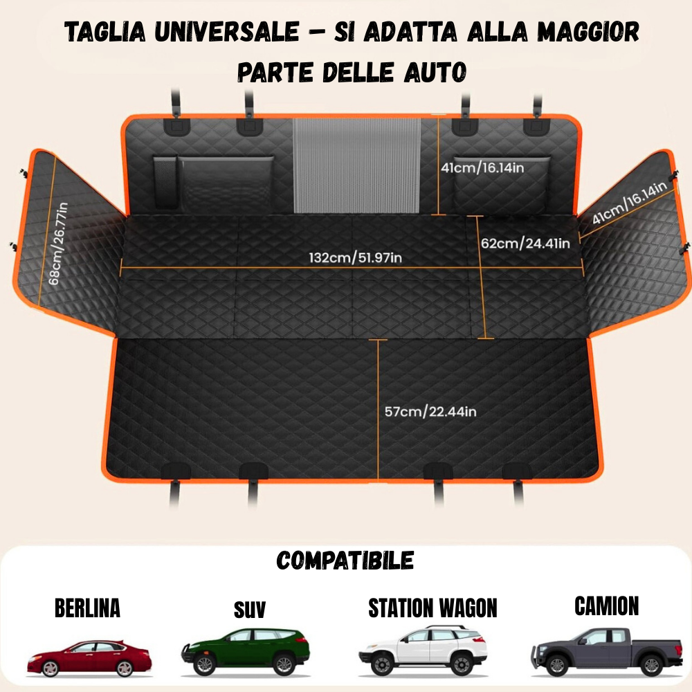 Caniaura™ – Coprisedile Auto per Cani con Fondo Rigido, Protezione Totale