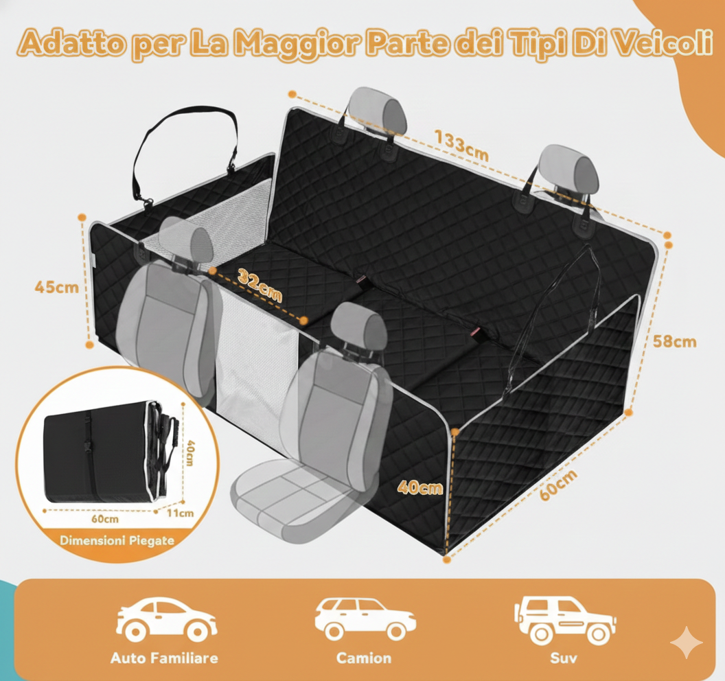 Animò™ – Copri sedile Posteriore Rigido Waterproof per Cani